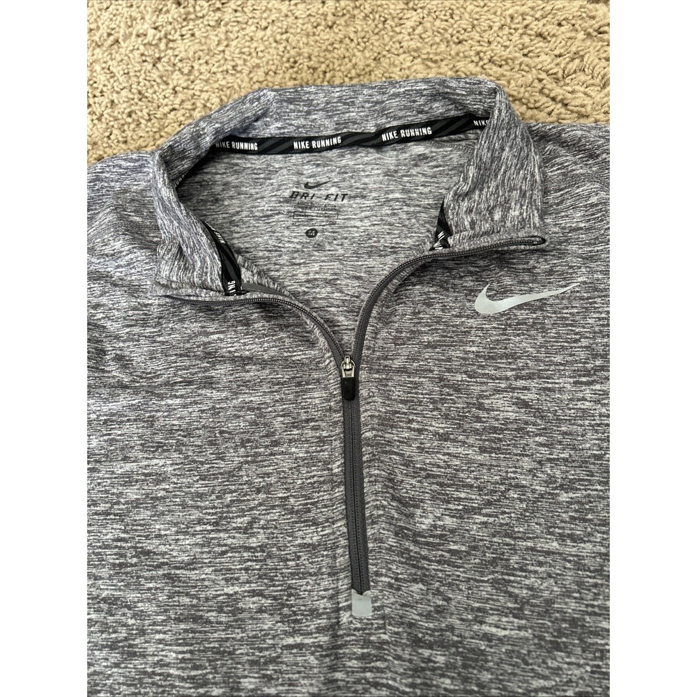Nike‎ Running Mens Dri-Fit Element 2.0 Quarter 1/4 Zip Gym Top Grey White - M